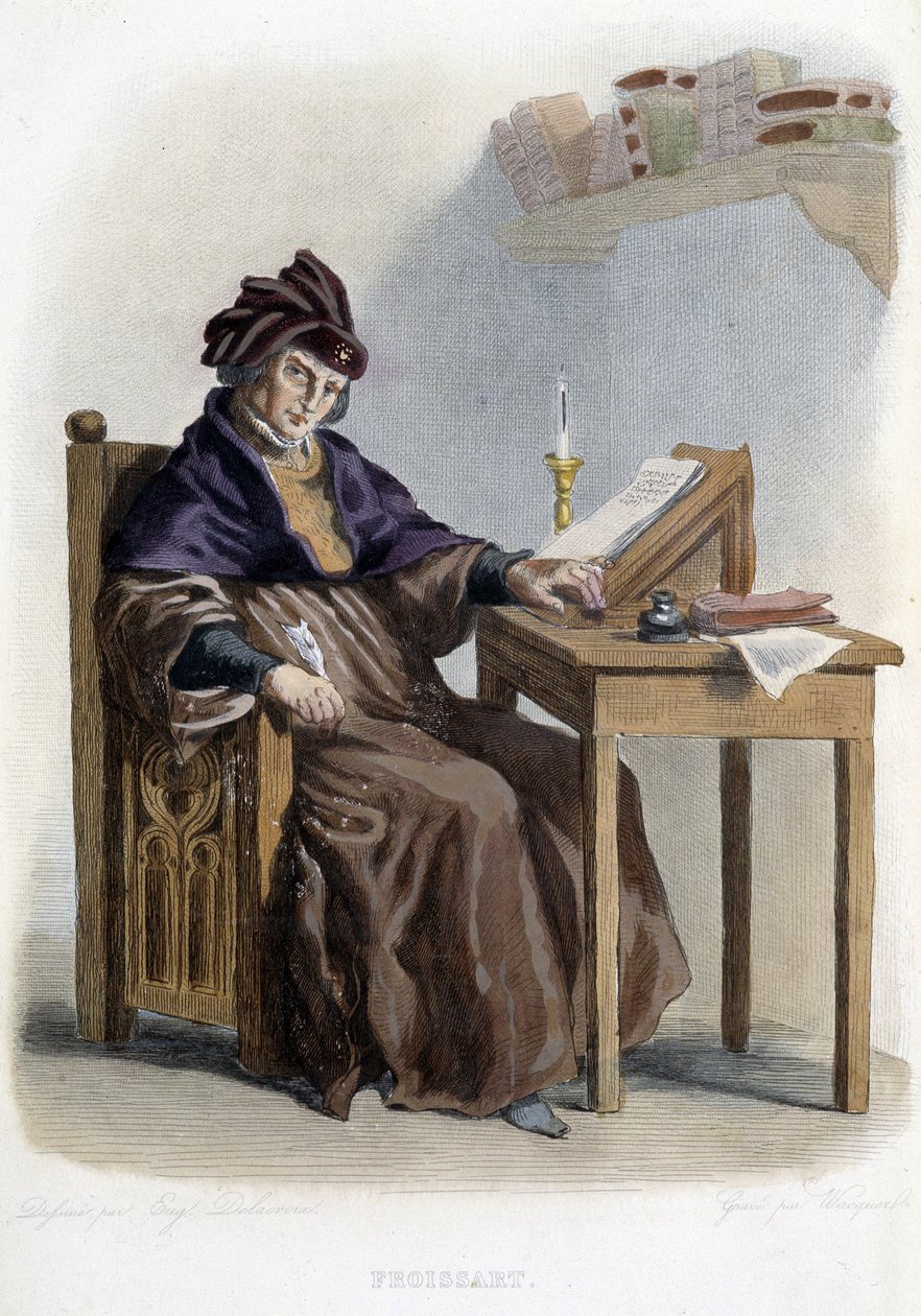 Portræt af Jean Froissart (1337-1404) i ""Den franske Plutarch"", Editions Mennechet af French School