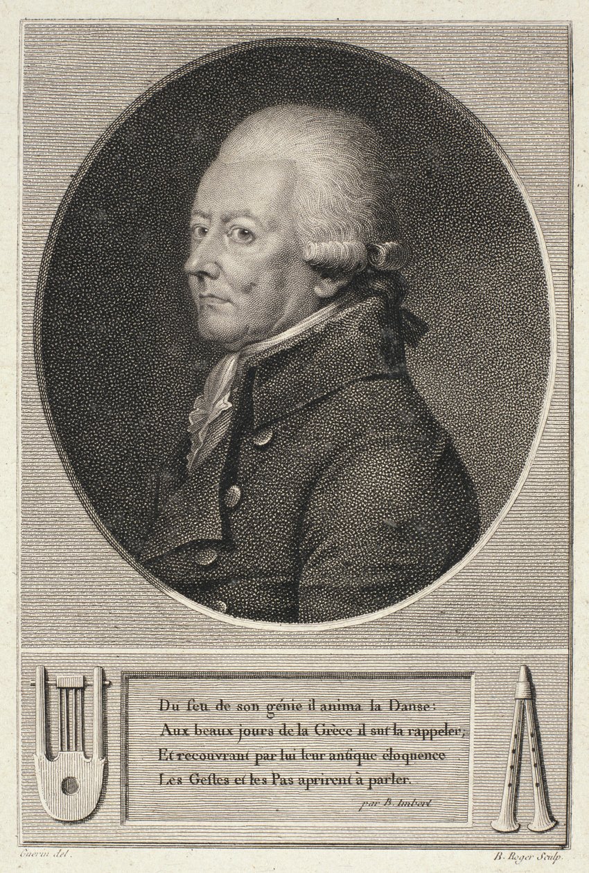 Portræt af Jean Georges Noverre (1727-1810) indgraveret af B. Roger af French School