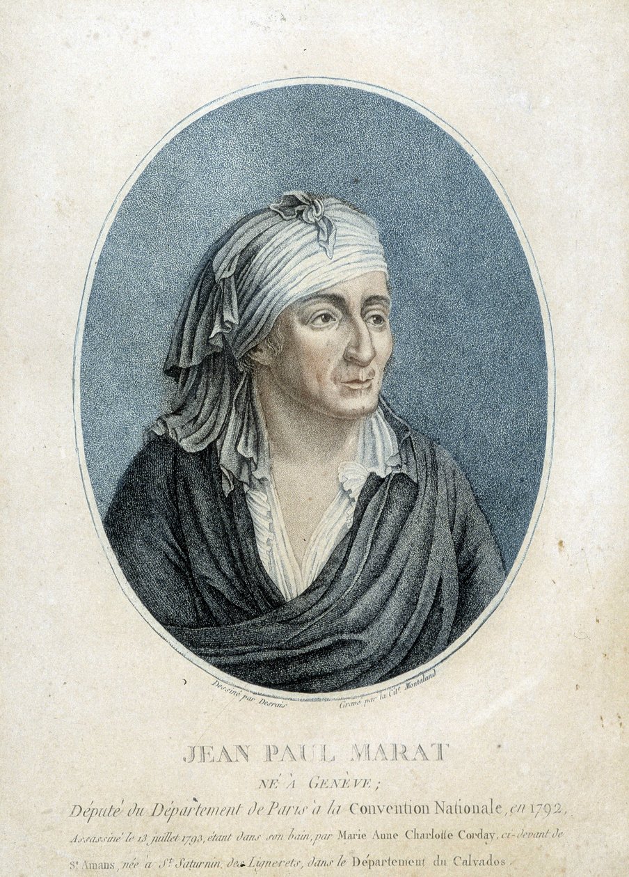 Muotokuva Jean Paul Maratista (1743-1793), ranskalaisesta lääkäristä, publicistista ja poliitikosta af French School