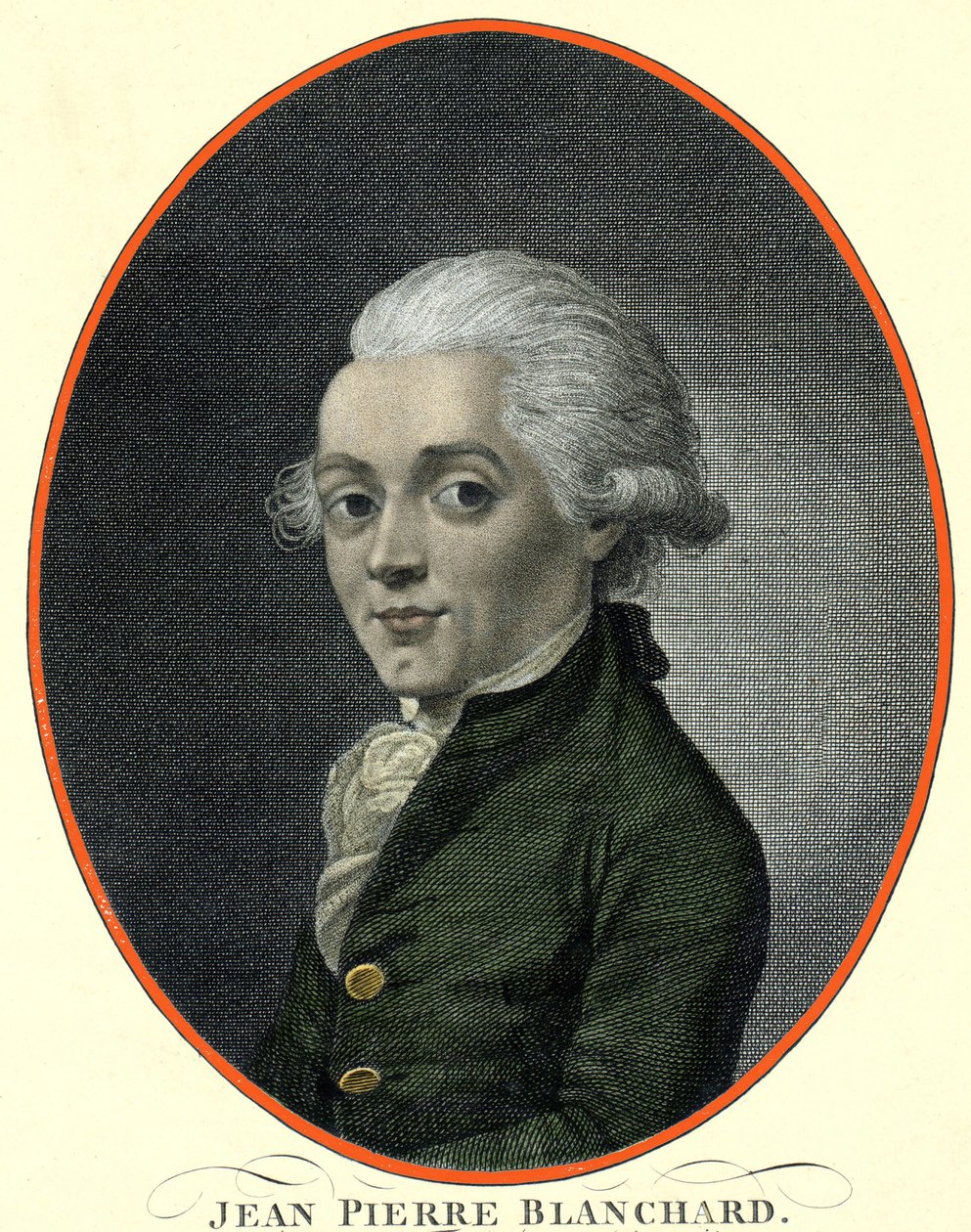 Portræt af Jean Pierre (Jean-Pierre) Blanchard (1753-1809), fransk aeronaute. af French School