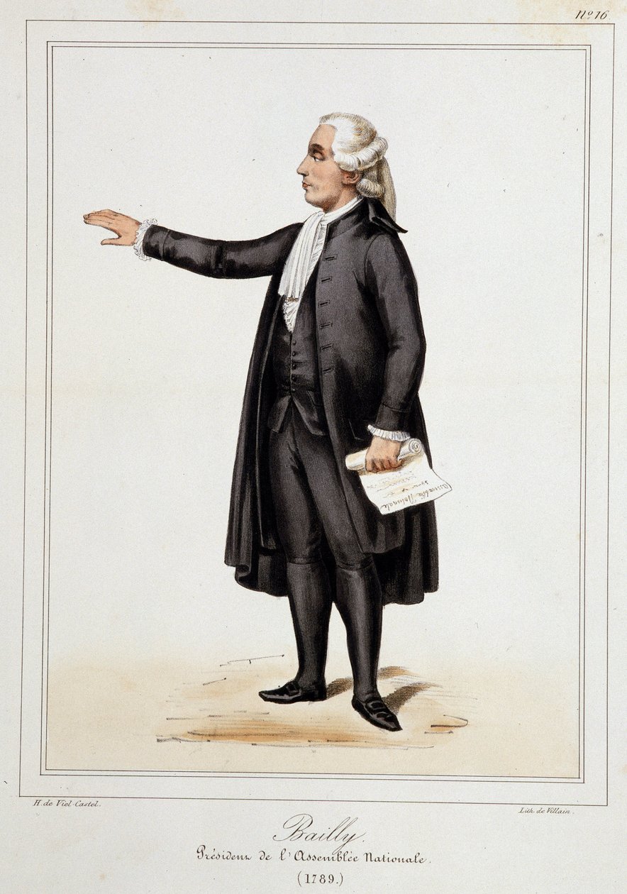 Portræt af Jean Sylvain Bailly (1736 - 1793) - i "" Samling af kostumer, våben og møbler til historien om den franske revolution og imperiet" af Horace de Viel-Castel (Viel Castel) af French School