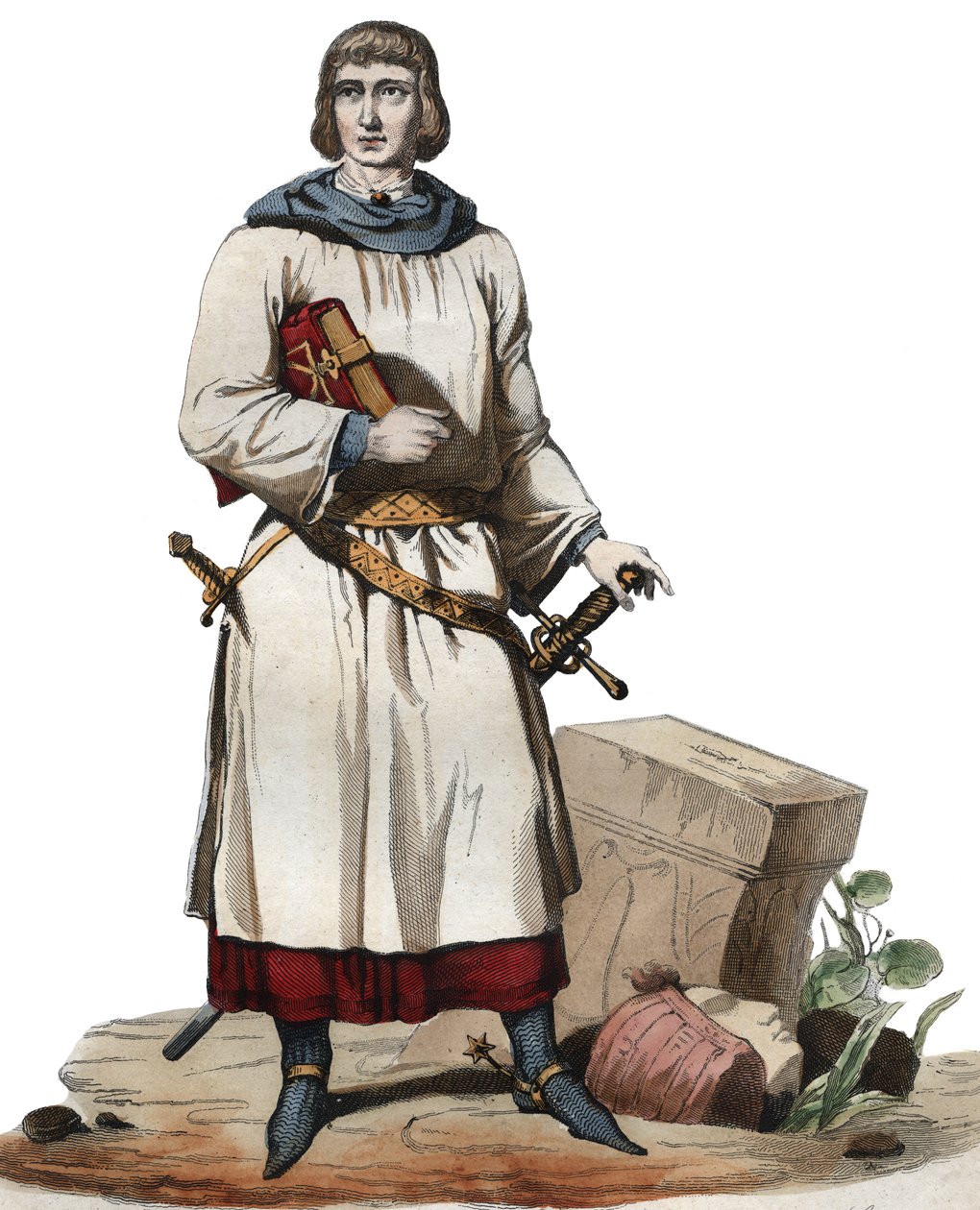 Portræt af Jean de Joinville (1225-1317), kronikør af middelalderens Frankrig. af French School