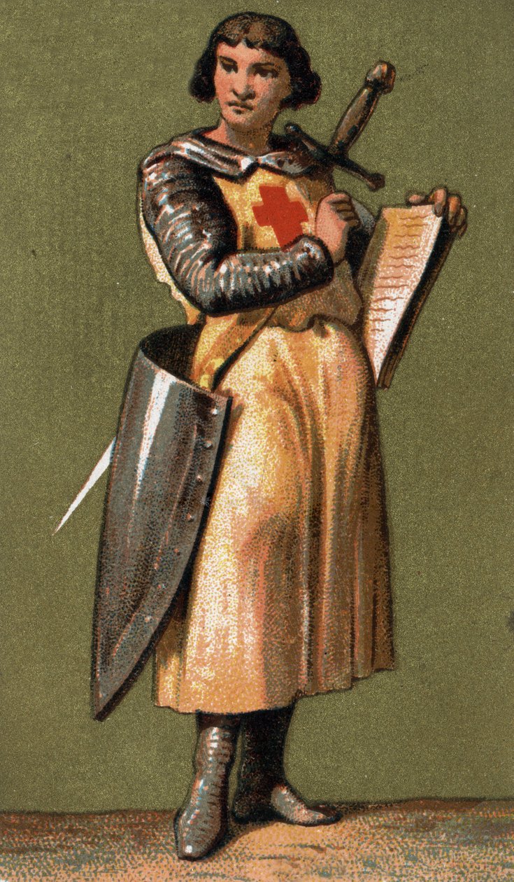 Portræt af Jean de Joinville (1225 - 1317) fransk klummeskribent Ven og fortrolige af kong Ludvig IX, som han ledsagede til det VII korstog. Kromolitografi af det 19. århundrede. af French School