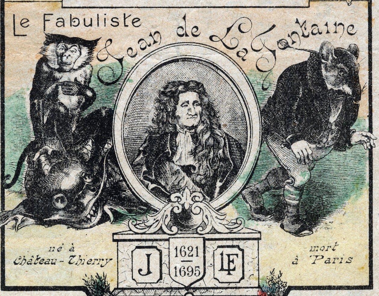 Portræt af Jean de La Fontaine (1621-95). Billedbillede af Epinal fra slutningen af det 19. århundrede. af French School
