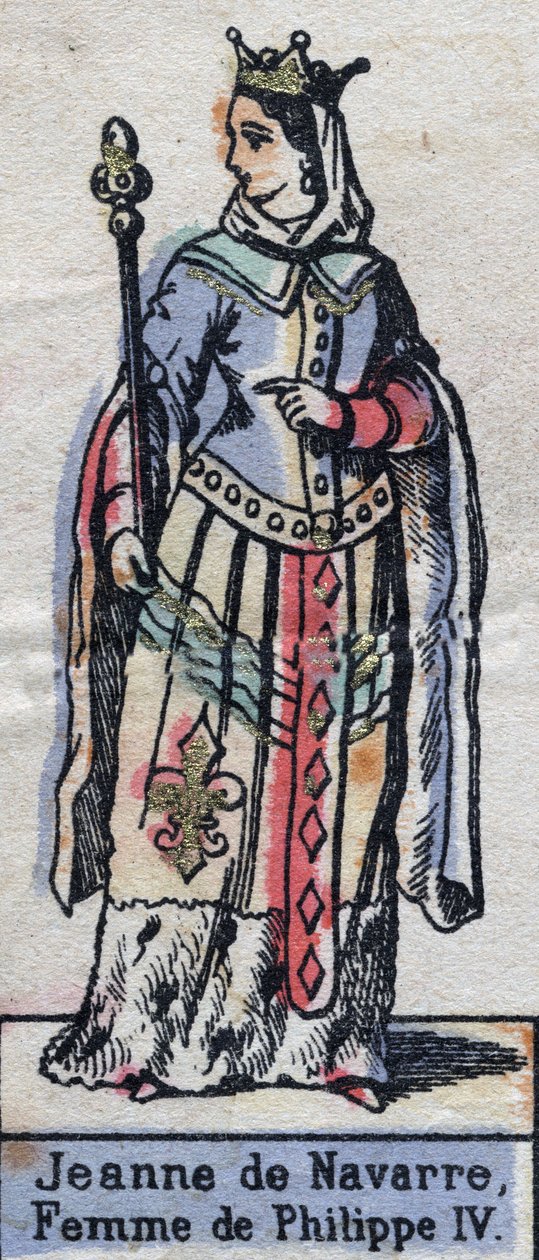 Portræt af Jeanne Iere af Navarra (1273-1304), hustru til Philip IV af Frankrig. (Kapetisk dynasti). Illustration slutningen af det 19. århundrede. af French School
