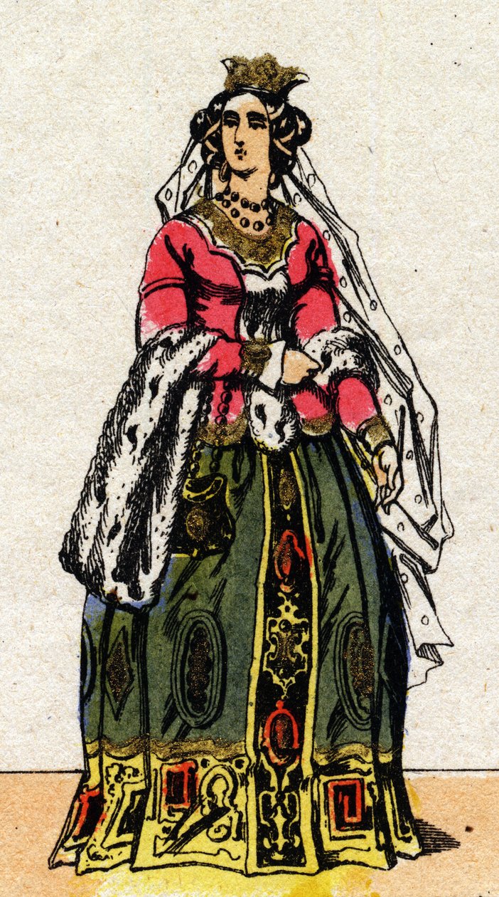 Portræt af Jeanne de Bourbon (1337-1378), kone til Charles V af Frankrig. af French School