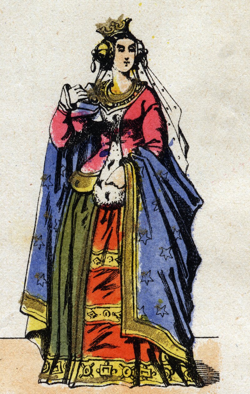 Portræt af Jeanne af Bourgogne (ca. 1291-1330), hustru til Philip V af Frankrig. (Kapetisk dynasti). af French School