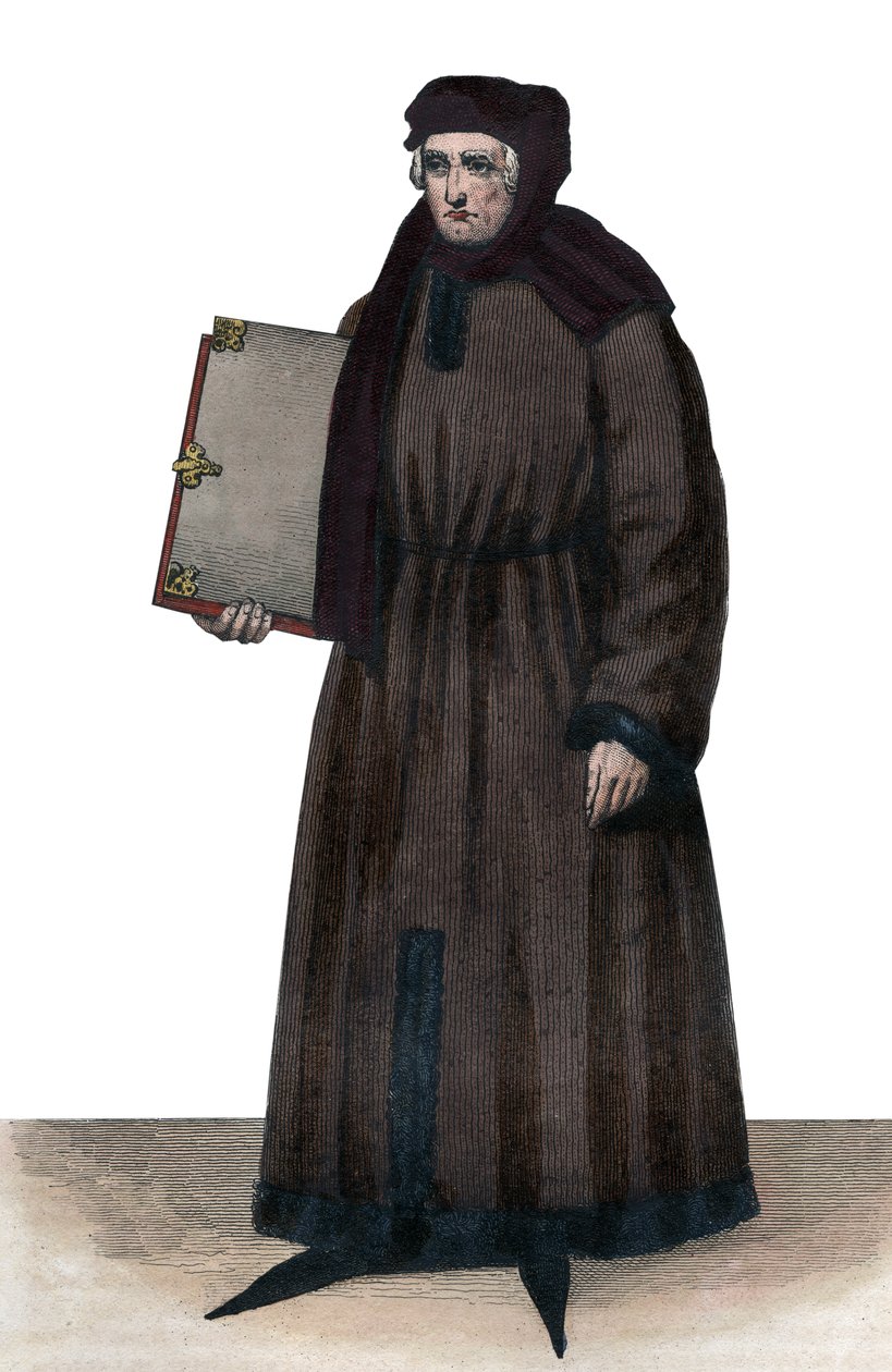 Portræt af John Froissart (1337-1404), franske krønikeskrivere fra middelalderens Frankrig. af French School