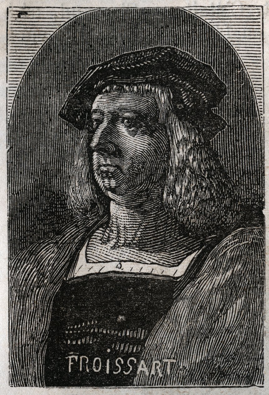 Portræt af John Froissart (Jean Froissart) (1337-1404), franske kronikører fra middelalderens Frankrig - indgravering i "" Histoire de France"" af Victor Duruy (1811-1894) - 1882 af French School