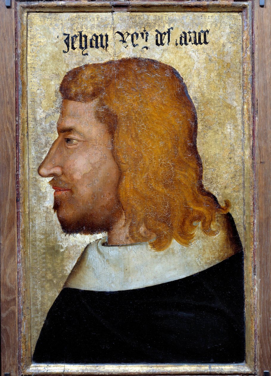 Portræt af Johannes II den Gode (1319-1364), konge af Frankrig Maleri af den franske skole. 14. århundrede. Svag. 0,6x0,4 m. - Portræt af Johannes II den Gode (1319-1364), konge af Frankrig. Maleri af den franske skole. 14. århundrede. 0,6 x 0,4 m. Louvre- af French School