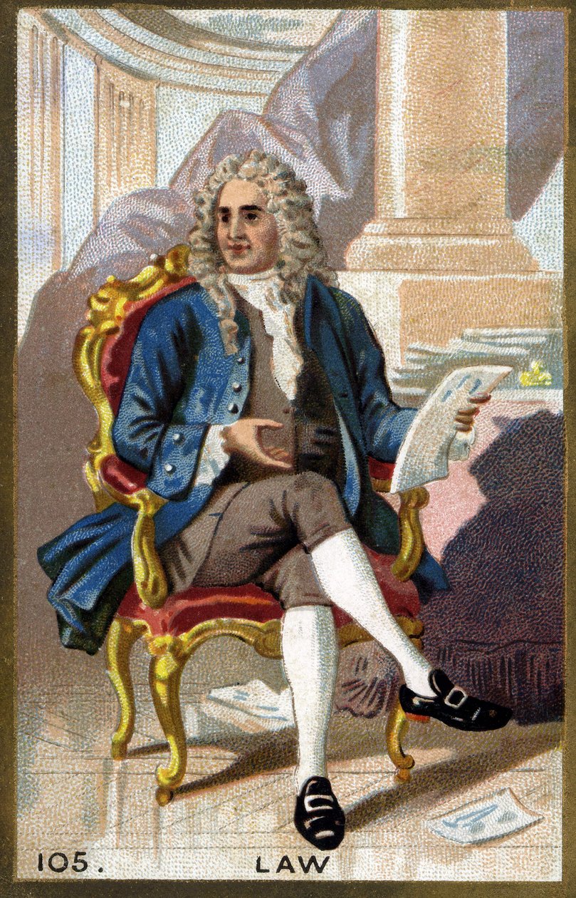 Portræt af John Law (1671-1729). Kromolitografi i slutningen af det 19. århundrede. af French School