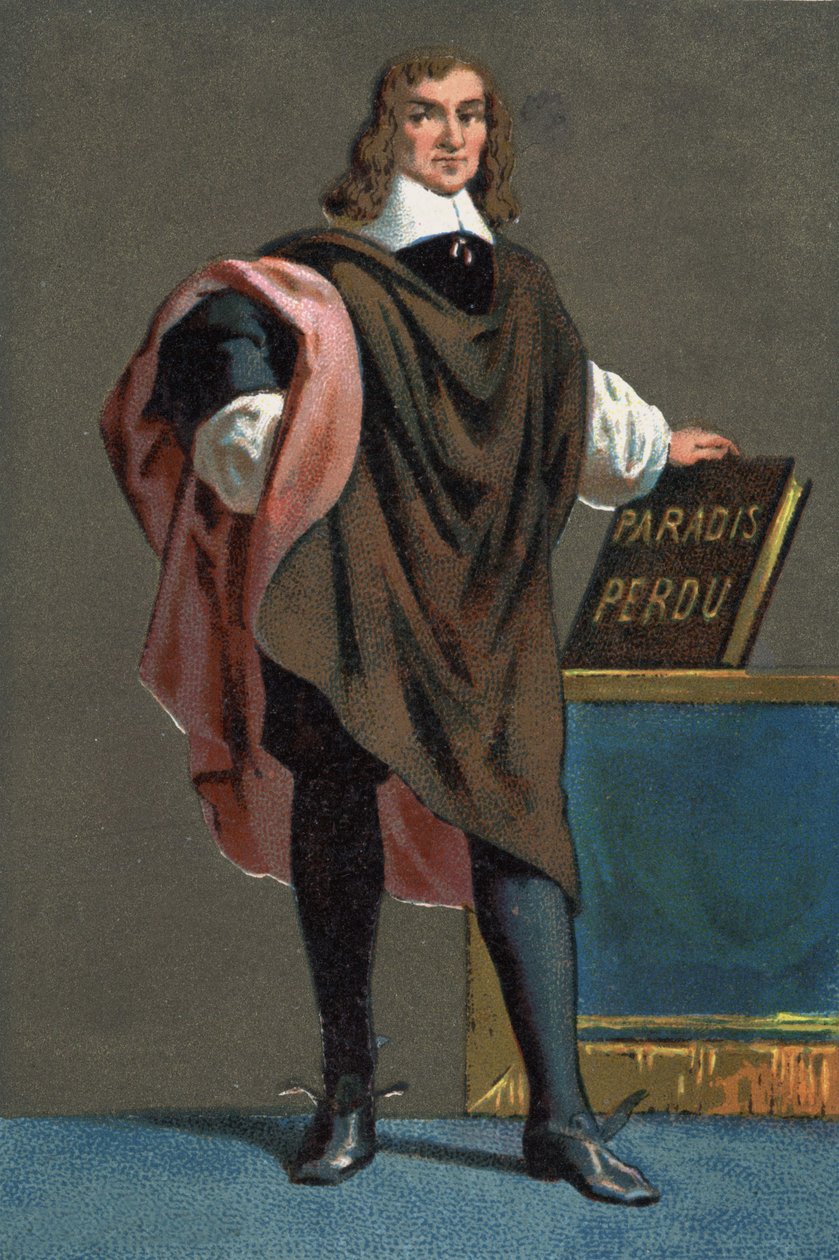 Portræt af John Milton, engelsk digter og essayist (1608 - 1674) af French School