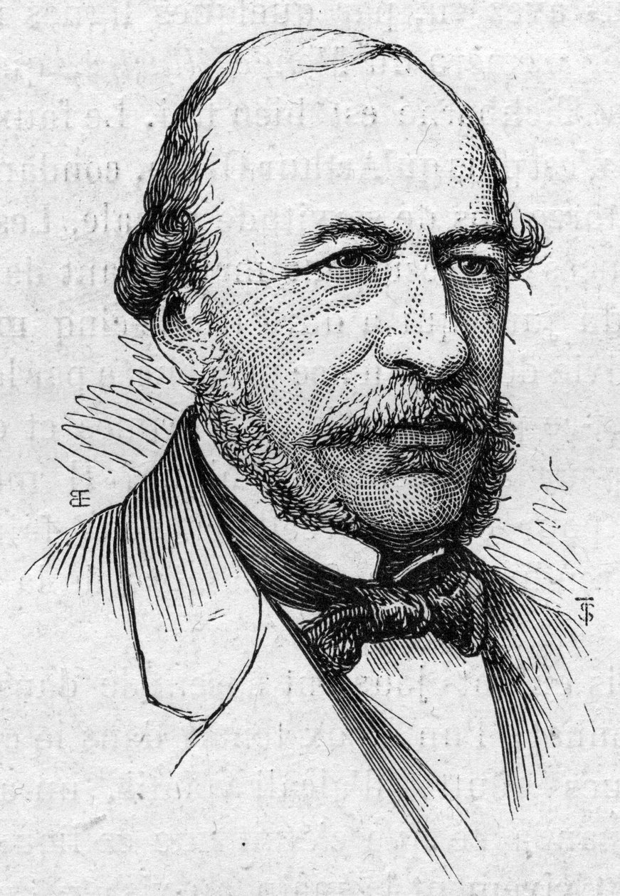 Portræt af Joseph Autran (1813-1877), fransk digter og akademiker. Indgravering i "" Le Monde Illustré"" nr. 883 af 14. marts 1874. af French School