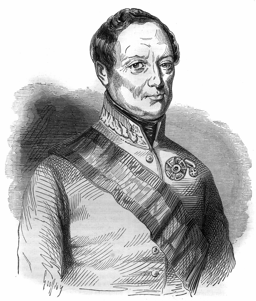 Portræt af Joseph Wenzel Radetzky von Radetz (eller grev Joseph Radetzky (1766-1858) østrigsk marskal Indgravering i "Historien om paver-konger-dronninger-og-kejsere gennem århundreder"" af Maurice Lachatre af French School
