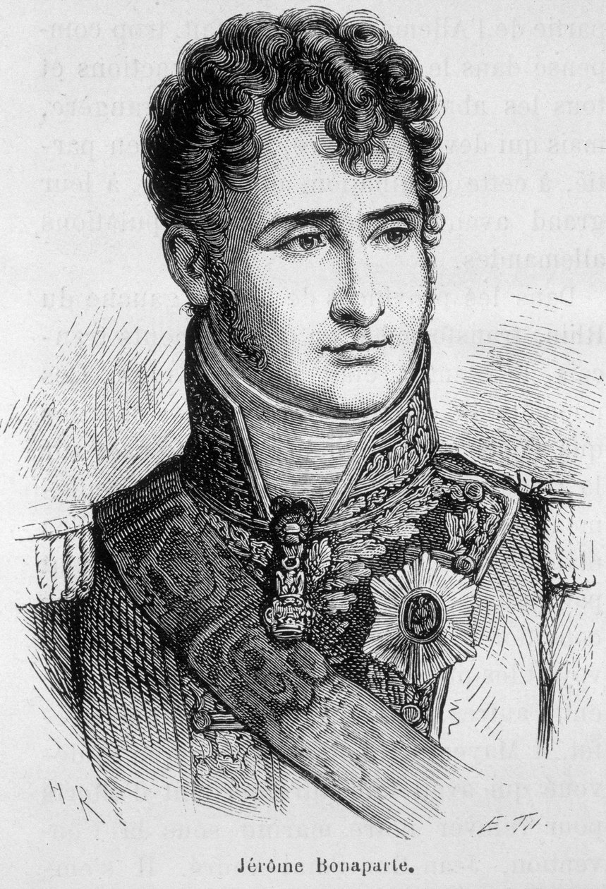 Portræt af Jérôme Bonaparte (1784 - 1860) - i "" The History of France"" af Henri Martin af French School
