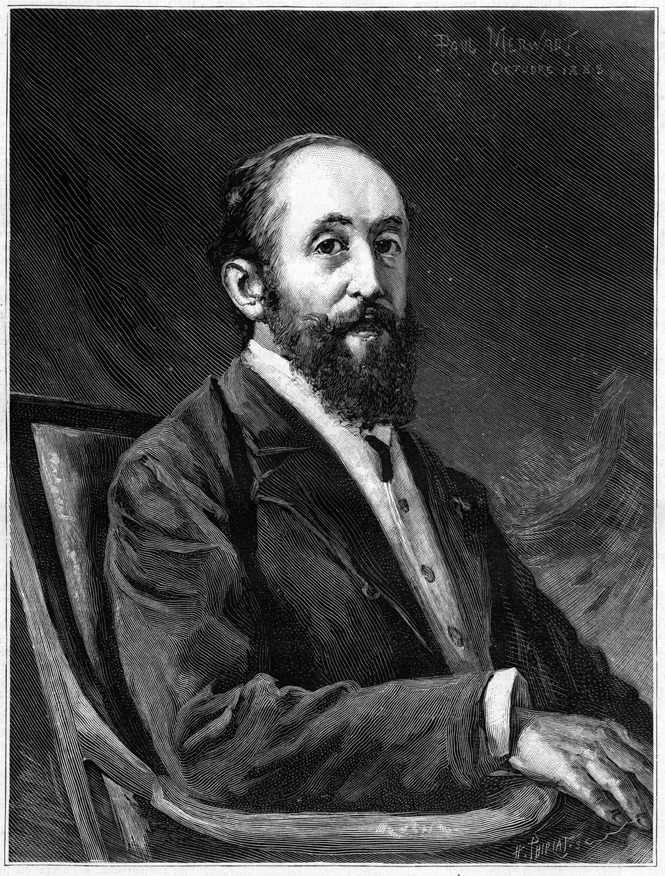 Portræt af Jules Claretie (1840-1913), fransk romanforfatter og medlem af det franske akademi mellem 1888 og 1913, i "" The Illustrous World" af French School