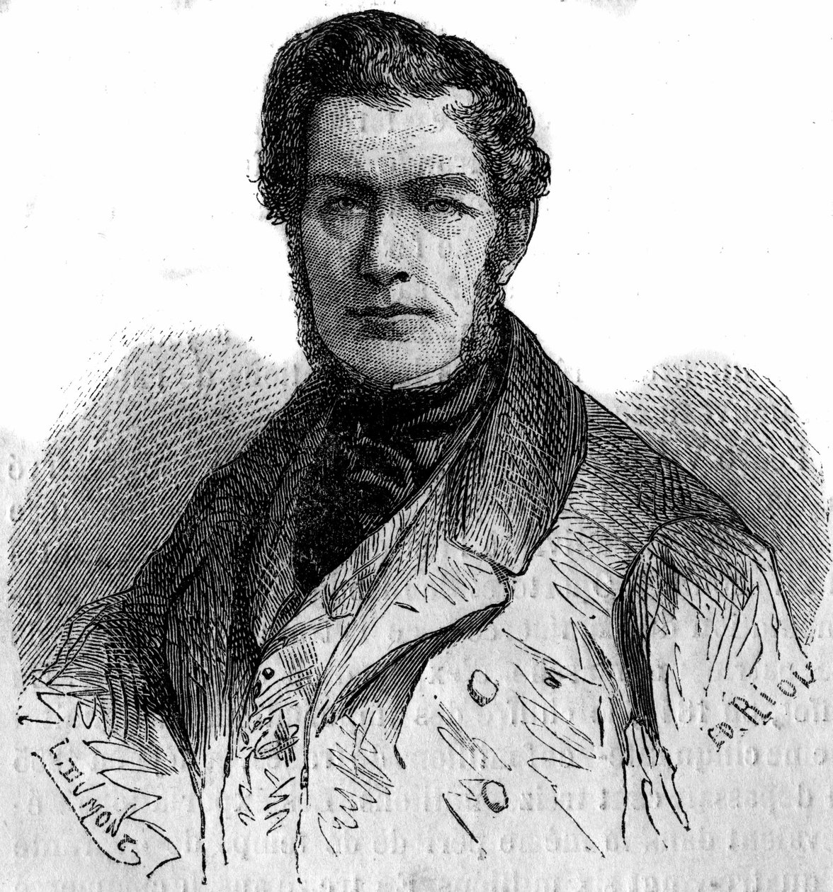 Portræt af Jules Louis Philippe Coignet (1798-1860), fransk maler. Indgravering i "" Le Monde Illustré"" nr. 158 af 21. april 1860. af French School