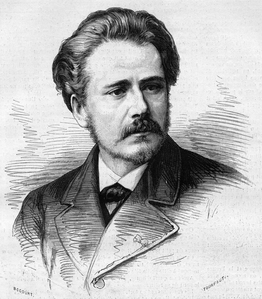Portræt af Jules Massenet (1842-1912), fransk komponist. Indgravering i "" Le Monde Illustré"" nr. 1047 af 5. maj 1877. af French School