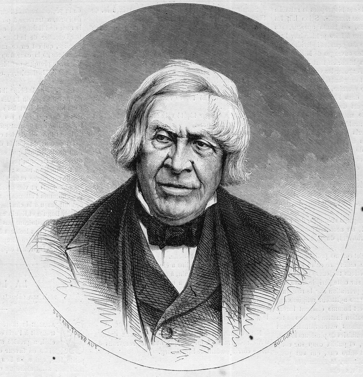Portræt af Jules Michelet (1798-1874), fransk historiker og forfatter. Indgravering i "" Le Monde Illustré"" nr. 879 af 14. februar 1874. af French School
