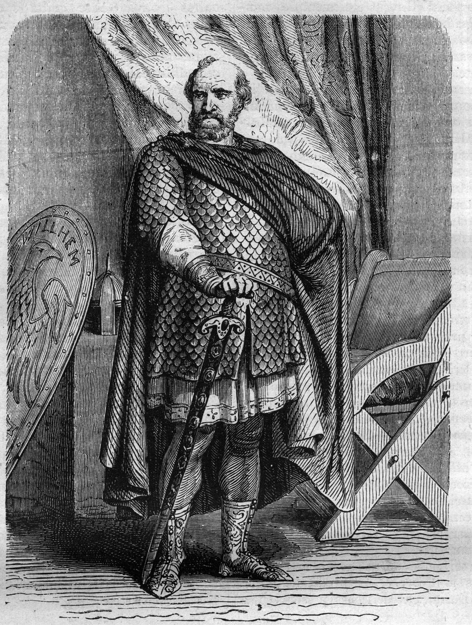 Portræt af kong Etienne (Stephen) dit de Blois (1096-1154), den sidste normanniske konge af England. Indgravering i "" Pavernes historie (...) Dronningekongens og kejsernes forbrydelser gennem århundrederne" af Maurice Lachatre af French School
