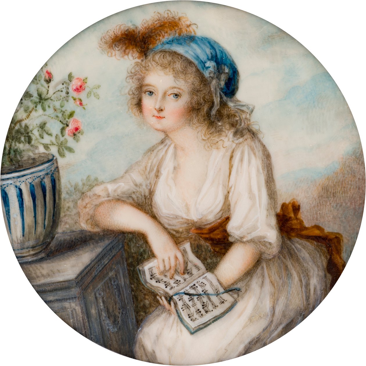 Portræt af Lady Lucy Byng 1. grevinde af Bradford, ca. 1790 (olie på elfenben) af French School