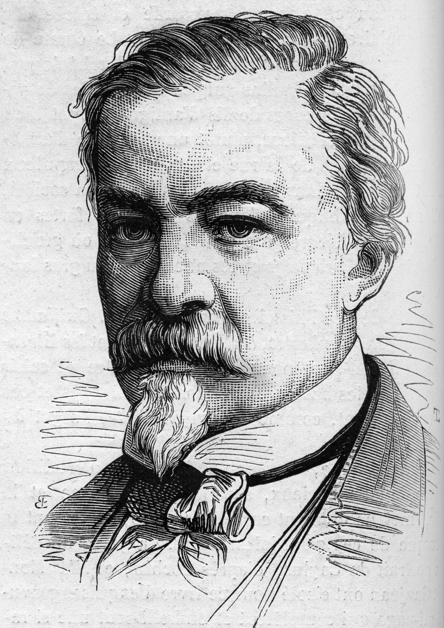 Portræt af Leon Plee (1815-1879), fransk journalist og forfatter. Indgravering i "" Le Monde Illustré"" nr. 1141 af 8. februar af French School