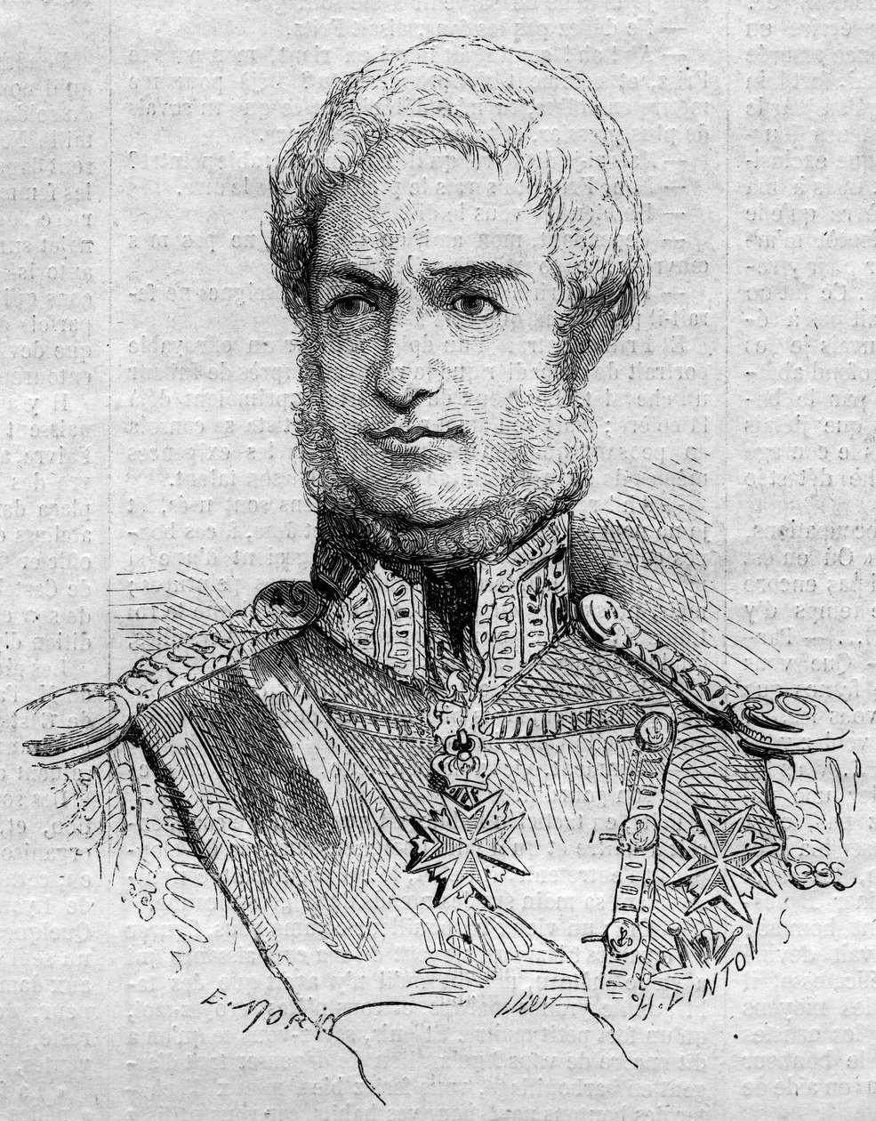 Portræt af Leopold II (1797 - 1870), storhertug af Toscana. Indgravering i "" Le Monde Illustré"" nr. 108 af 7. maj 1859. af French School
