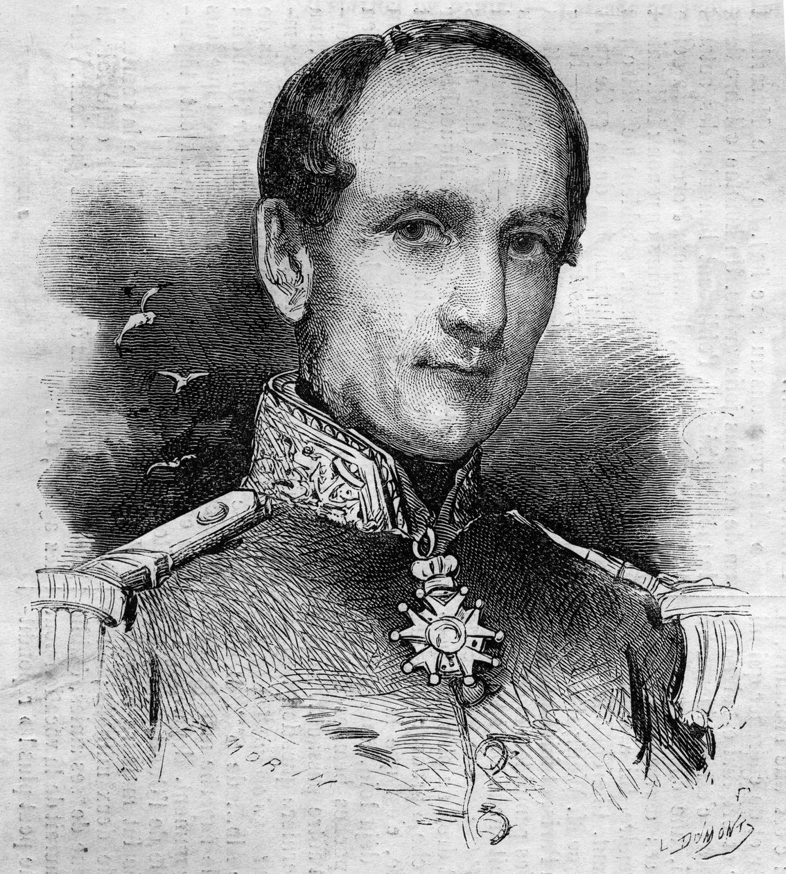 Portræt af Leopold Victor Charner (1797 - 1869), fransk admiral. Indgravering i "" Le Monde Illustré"" nr. 186 af 3. november 1860. af French School