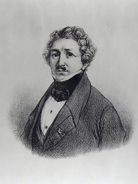 Portræt af Louis-Jacques Daguerre (1787-1851) af French School