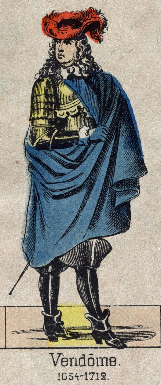 Portræt af Louis-Joseph (Louis Joseph) de Bourbon (1645-1712) kendt som Grand Vendome, hertug af Penthievre og Mercoeur, derefter hertug af Vendome og par af Frankrig. Billede af Epinal fra slutningen af det 19. århundrede. af French School