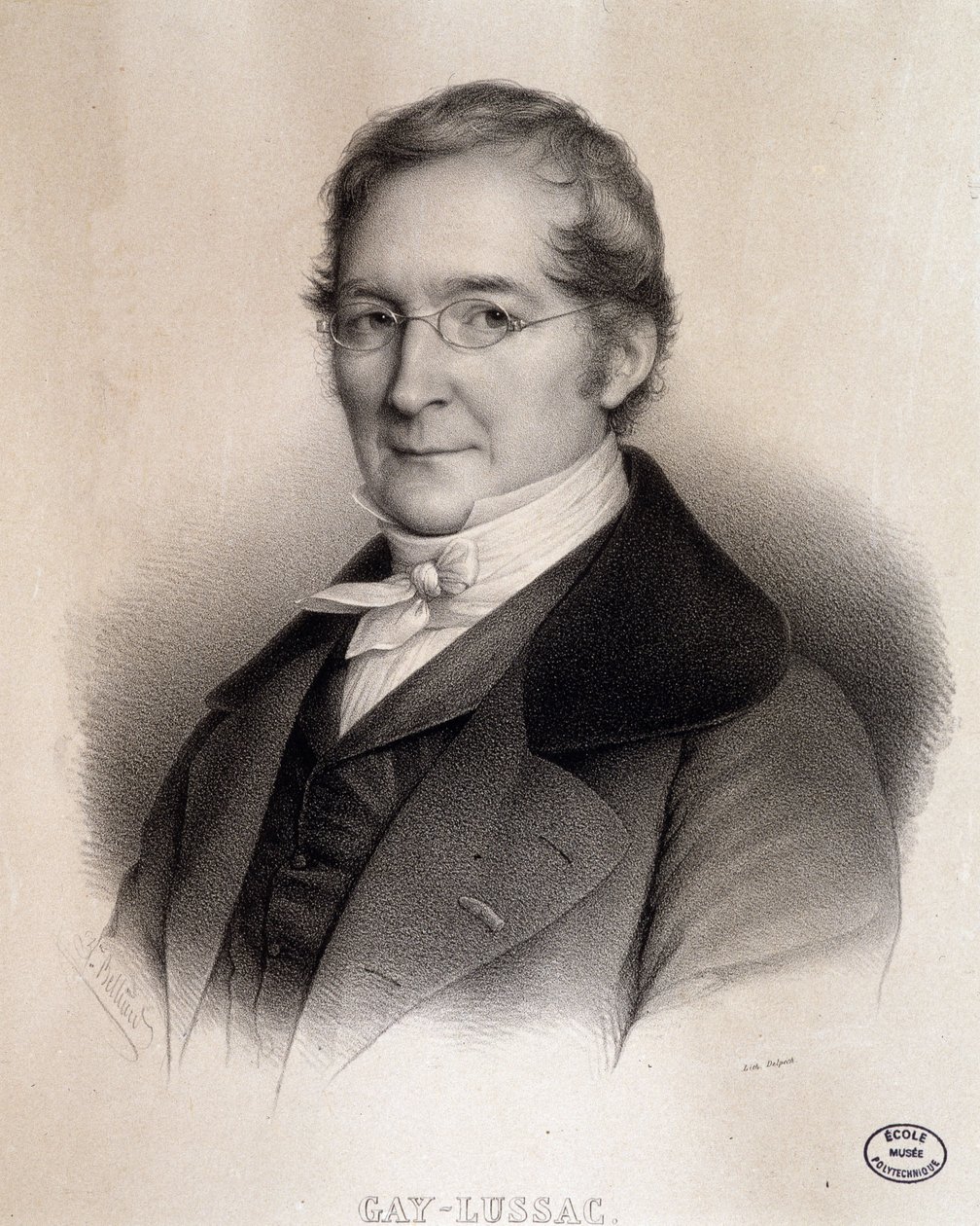 Portræt af Louis-Joseph Gay-Lussac (Louis Joseph Gay Lussac) (1778 - 1850), fransk kemiker og fysiker. Kobberstik fra det 19. århundrede. Bibliotek på Ecole Polytechnique, Paris af French School