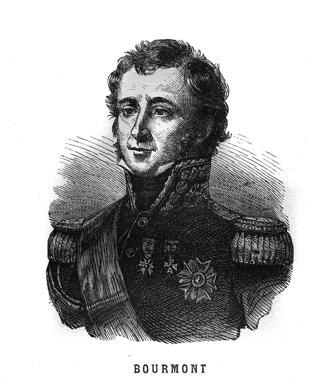 Portræt af Louis Auguste Victor de Ghaisne de Bourmont (1773-1846), marskal af Frankrig. Indgravering i “Les Illustrations De L