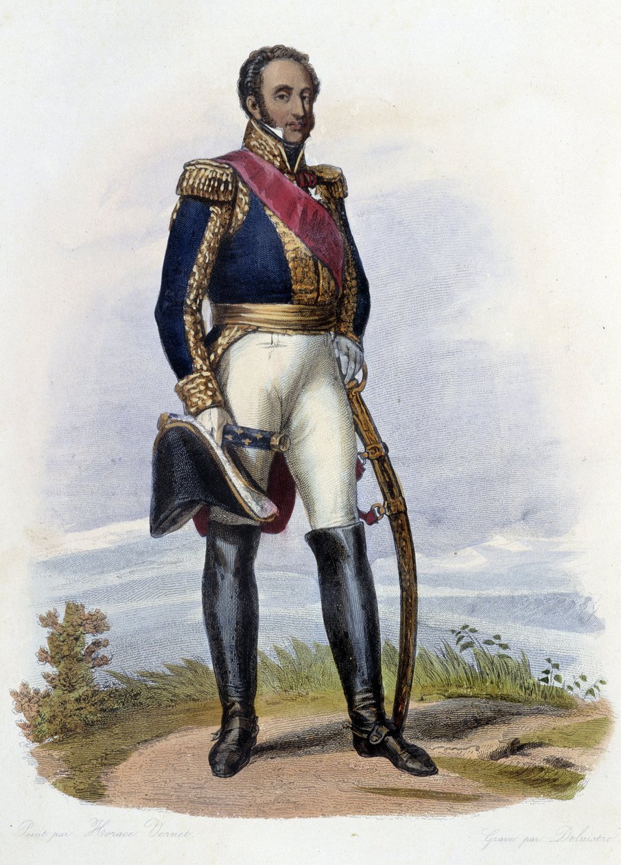 Portræt af Louis Gabriel (Louis-Gabriel) Suchet (1770-1826), marskal af Frankrig. i Ed. Mennechet, "" Le Plutarque francais "" af French School