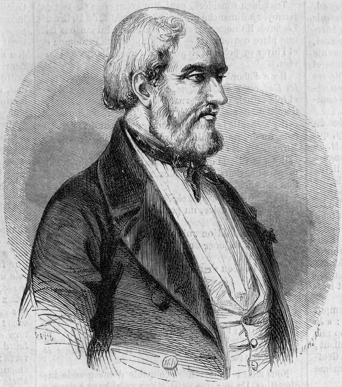 Portræt af Louis Garneray (1783-1857), fransk sømand, maler og havhistoriker. Indgravering i "" Le Monde Illustré"" nr. 26 af 10. oktober af French School