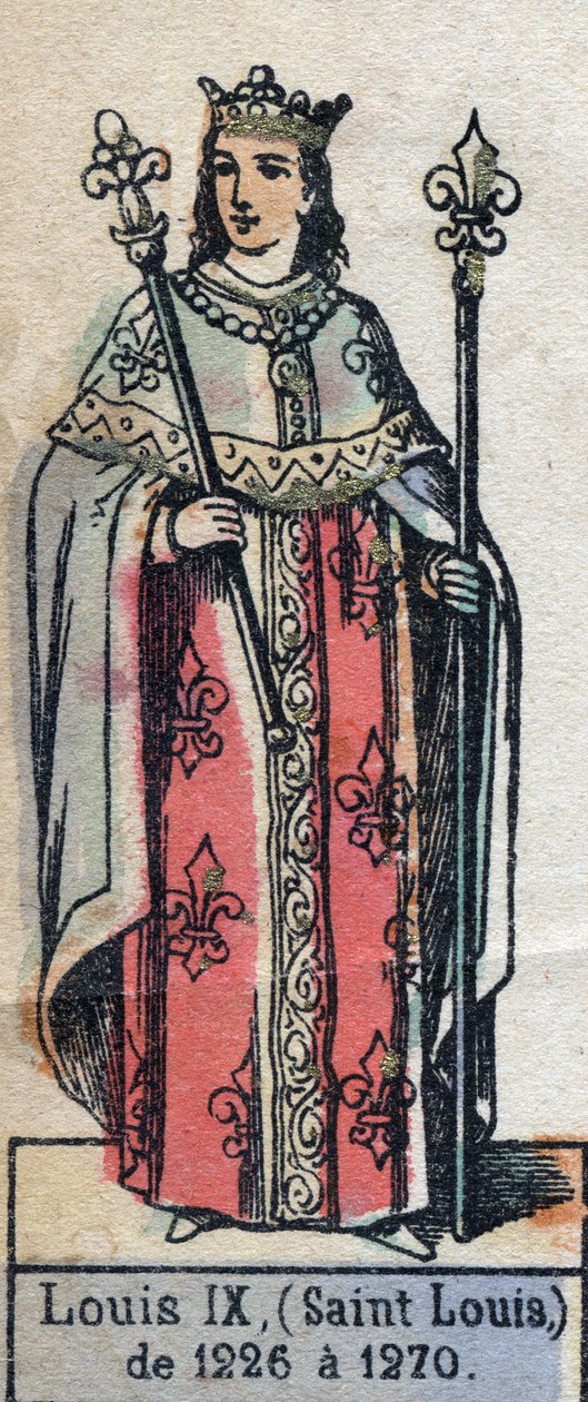 Portræt af Ludvig IX af Frankrig, kendt som Saint Louis (1214-1270) (Capetianernes dynasti). Illustration slutningen af det 19. århundrede. af French School