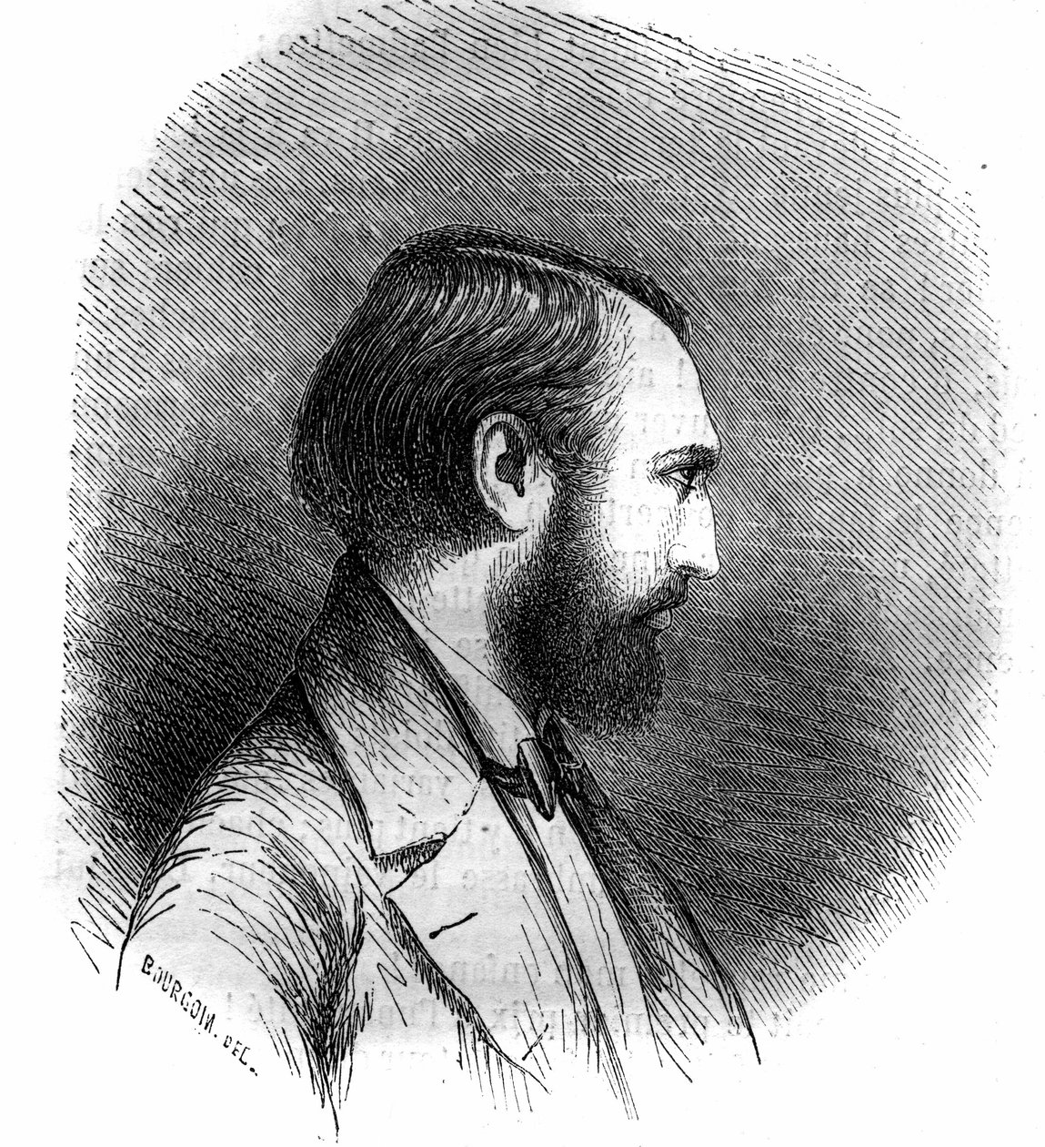 Portræt af Louis Lacombe (Trouillon Lacombe, Trouillon-Lacombe) (1818-1884), fransk komponist. Stik fra 1852. af French School