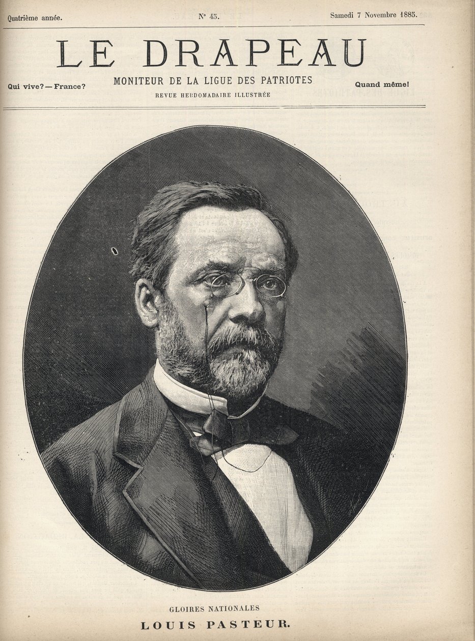Portræt af Louis Pasteur (1822-1895) - cover af "Flaget - Monitor of the League of Patriotes" - 7. november af French School