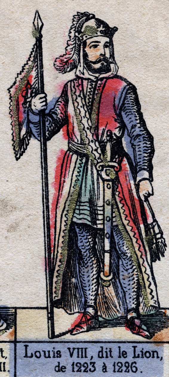 Portræt af Ludvig VIII af Frankrig kendt som Løven (1187-1226) (Capetianernes dynasti). Illustration slutningen af det 19. århundrede. af French School