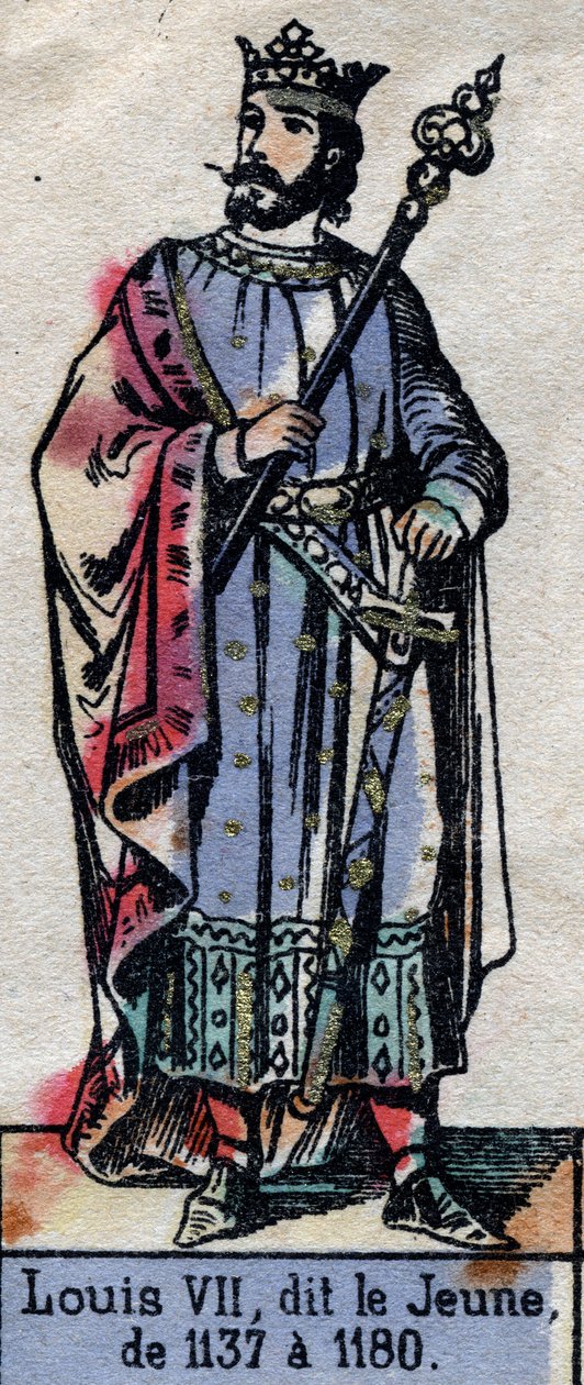 Portræt af Ludvig VII af Frankrig, kendt som Ludvig den Unge (1120-1180) (Capetianernes dynasti). Illustration slutningen af det 19. århundrede. af French School