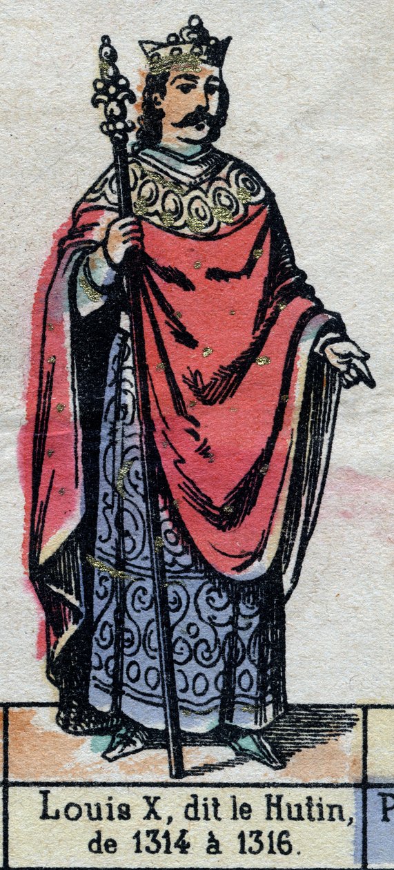 Portræt af Ludvig X af Frankrig, kendt som Ludvig Hutinen (1289-1316) (Capetianernes dynasti). Illustration slutningen af det 19. århundrede. af French School