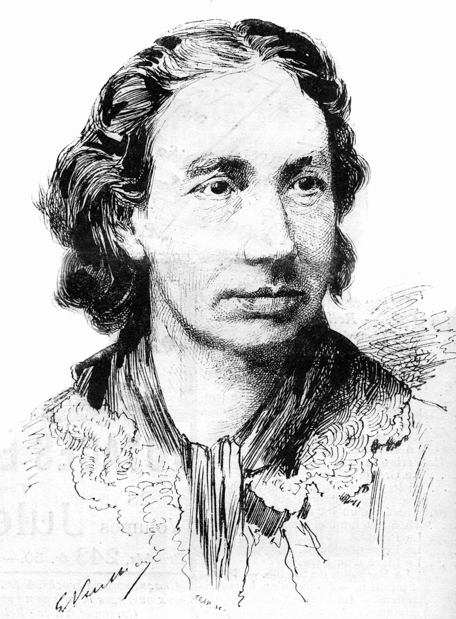 Portræt af Louise Michel (1830-1905), feministisk aktivist og partisan fra Paris kommune. Her i 1887. af French School