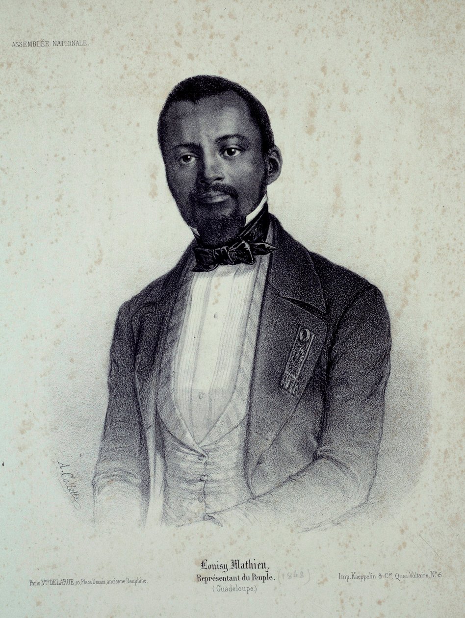 Portræt af Louisy Mathieu (1817-1874), tidligere slave og stedfortræder for Guadeloupe Indgravering af det 19. århundredes Chartres, Musee des Beaux Arts af French School