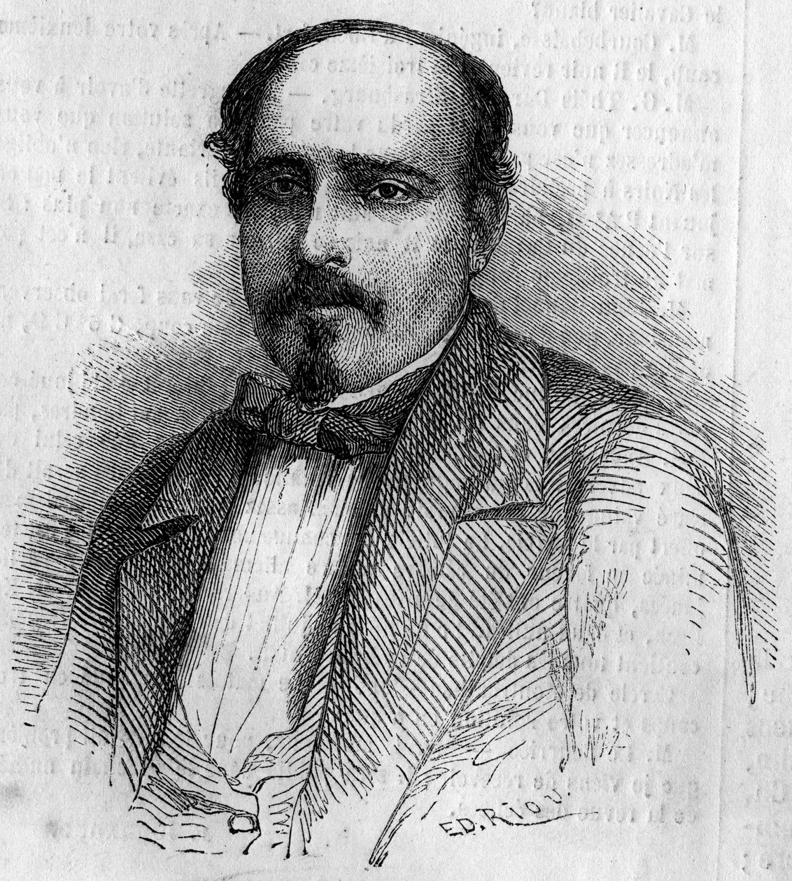 Portræt af Luiz Augusto Rebello da Silva (1822-1871), portugisisk forfatter. Indgravering i "" Le Monde Illustré"" nr. 227 af 17. august 1861. af French School