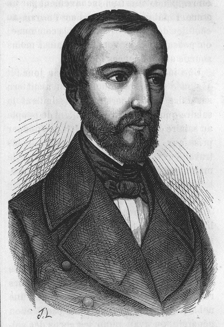 Portræt af M. de Falloux, fransk politiker (1811 - 1886). Gravering fra L