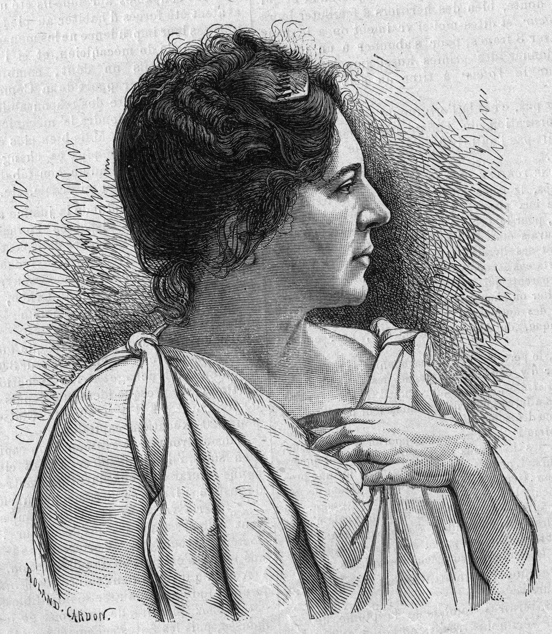 Portræt af Madame Agar (Marie Leonide Charvin, dit) (1836-1891), fransk komiker. Indgravering i "La gazette du dimanche" "af 21. november 1895. af French School