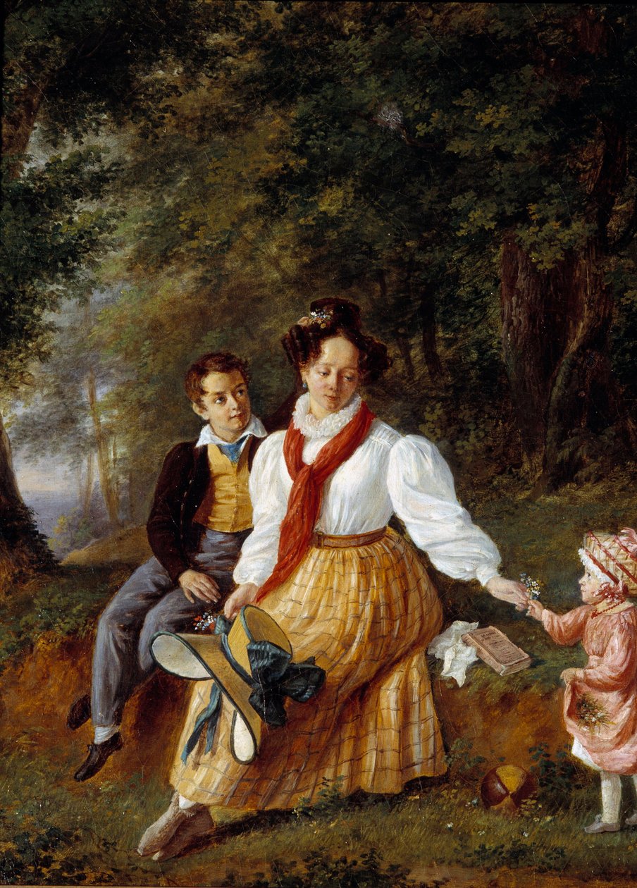 Portræt af Madame Paul de Lock med sine børn Maleri af den franske skole i det 19. århundrede. Sceaux, Ile de France-museet af French School