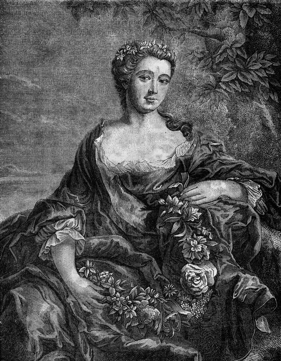 Portræt af Madame de Chateauroux, Marie-Anne de Mailly-Nesle (1717-1744), kong Ludvig XVs favorit. Indstik i "Prostitutionens og udskejelsens historie blandt alle verdens folkeslag fra oldtiden til i dag" af Dr. Th. -F. Debray. 1879. af French School