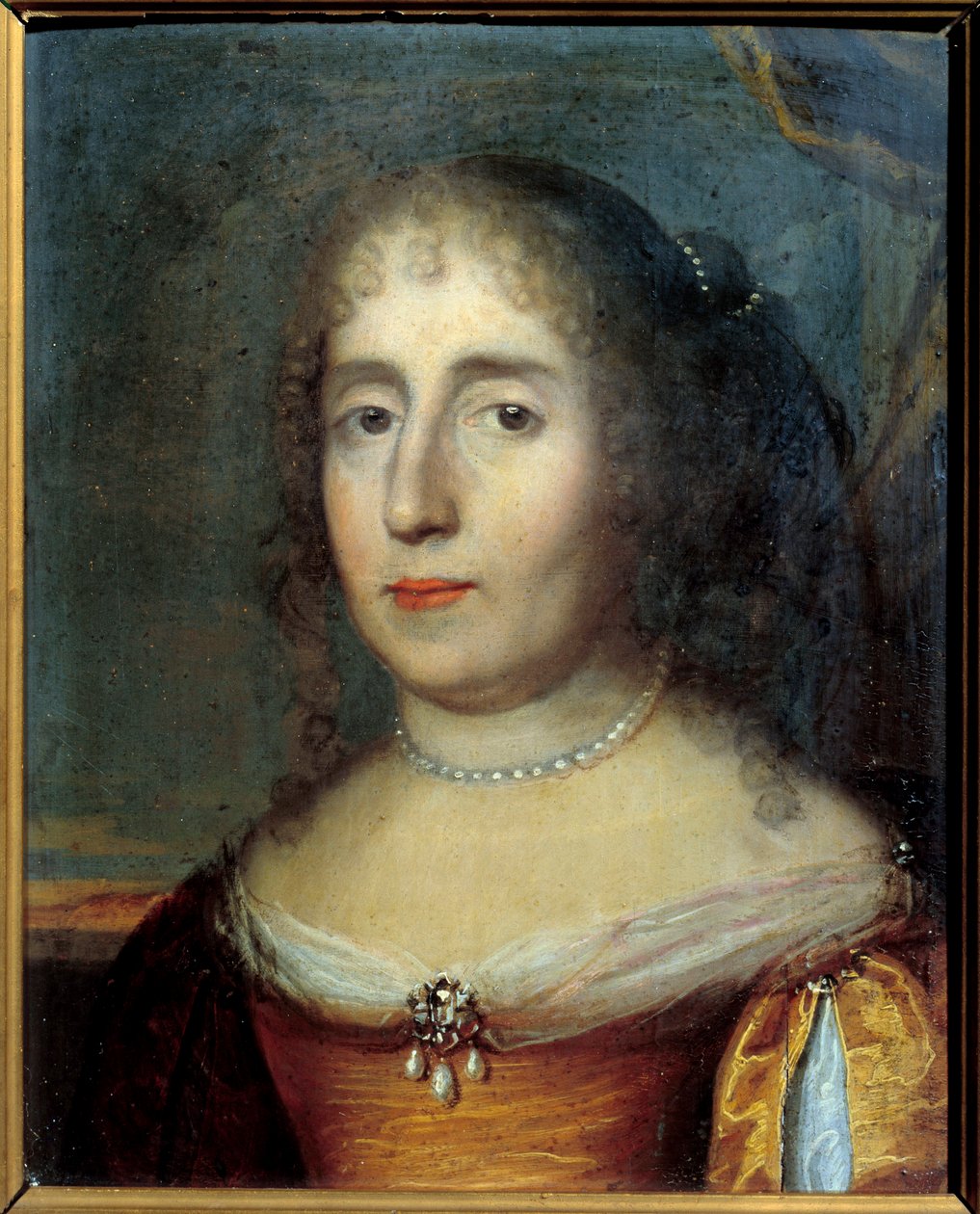 Portræt af Madame de Scudery (eller Madeleine de Scuderi (1607 - 1701), fransk kvinde med bogstaver). Anonymt maleri af den franske skole af French School