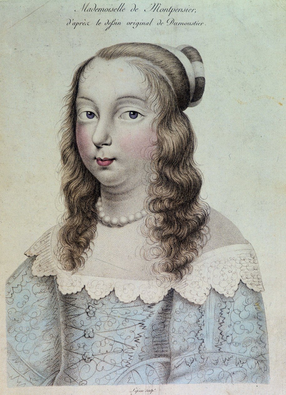 Portræt af Mademoiselle de Montpensier kaldet "Grande Mademoiselle" af French School