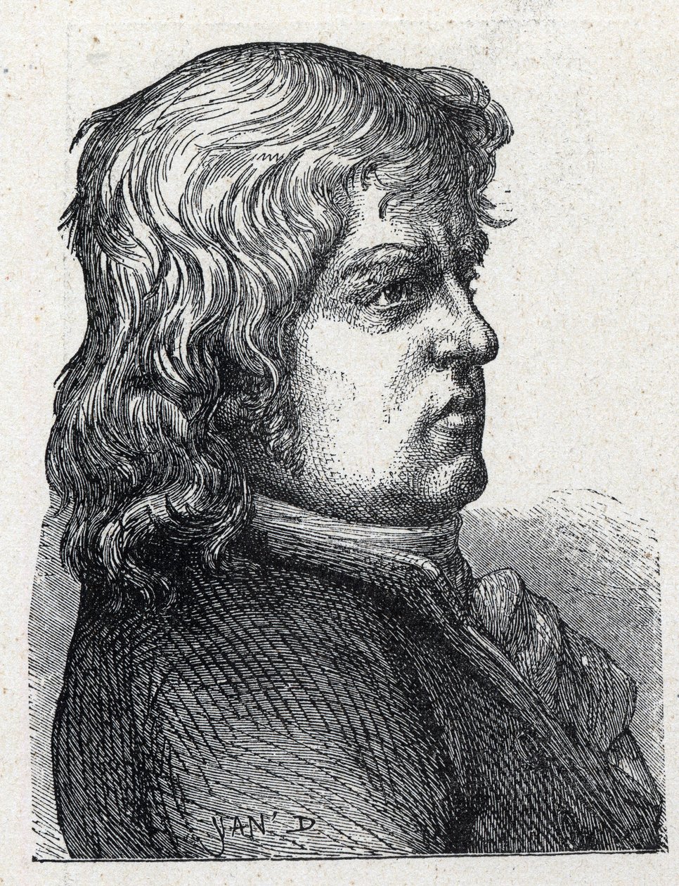 Portræt af Marc Guillaume Alexis Vadier (1736 -1828), fransk revolutionær politiker. Stik fra 1889. Privat samling. af French School